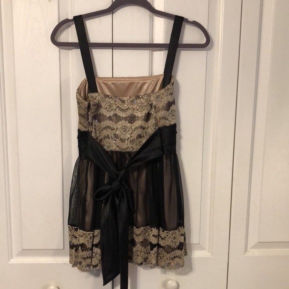 Y2K R&M Richards Satin Sequin Mesh Lace Babydoll Cocktail Top Size 12 - Picture 6 of 9